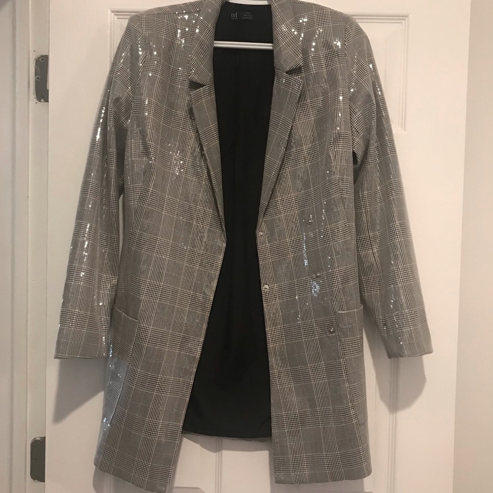 Zara Silver Sequin Blazer Jacket